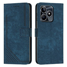 Leather Case Stands Flip Cover Holder Y07X for Realme C51 Blue