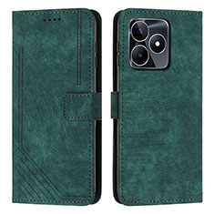 Leather Case Stands Flip Cover Holder Y07X for Realme C53 India Green