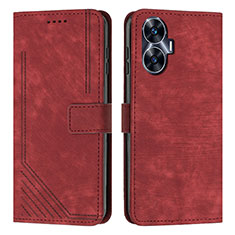 Leather Case Stands Flip Cover Holder Y07X for Realme C55 Red