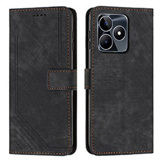 Leather Case Stands Flip Cover Holder Y07X for Realme C67 Black