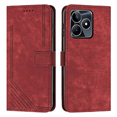 Leather Case Stands Flip Cover Holder Y07X for Realme C67 Red