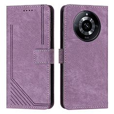 Leather Case Stands Flip Cover Holder Y07X for Realme Narzo 60 5G Purple