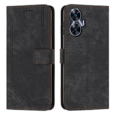 Leather Case Stands Flip Cover Holder Y07X for Realme Narzo N55 Black