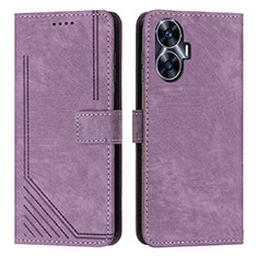 Leather Case Stands Flip Cover Holder Y07X for Realme Narzo N55 Purple