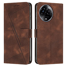 Leather Case Stands Flip Cover Holder Y07X for Realme V50 5G Brown