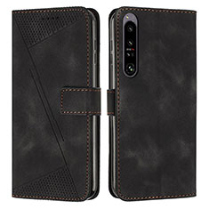 Leather Case Stands Flip Cover Holder Y07X for Sony Xperia 1 IV Black