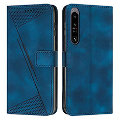 Leather Case Stands Flip Cover Holder Y07X for Sony Xperia 1 IV Blue