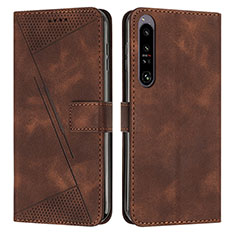 Leather Case Stands Flip Cover Holder Y07X for Sony Xperia 1 IV Brown