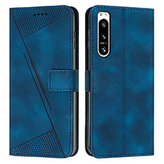 Leather Case Stands Flip Cover Holder Y07X for Sony Xperia 5 IV Blue