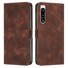 Leather Case Stands Flip Cover Holder Y07X for Sony Xperia 5 IV Brown