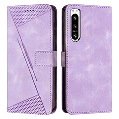 Leather Case Stands Flip Cover Holder Y07X for Sony Xperia 5 IV Purple