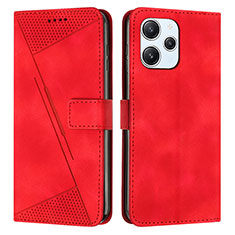 Leather Case Stands Flip Cover Holder Y07X for Xiaomi Redmi 12 4G Red