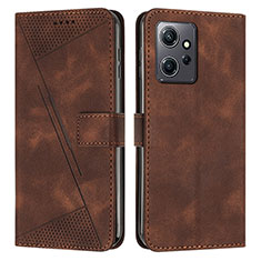 Leather Case Stands Flip Cover Holder Y07X for Xiaomi Redmi Note 12 4G Brown