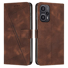 Leather Case Stands Flip Cover Holder Y07X for Xiaomi Redmi Note 12 Turbo 5G Brown