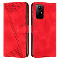 Leather Case Stands Flip Cover Holder Y07X for Xiaomi Redmi Note 12S Red