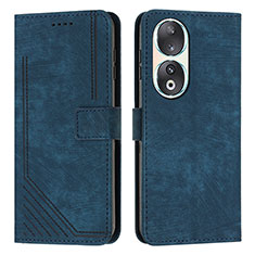 Leather Case Stands Flip Cover Holder Y08X for Huawei Honor 90 5G Blue