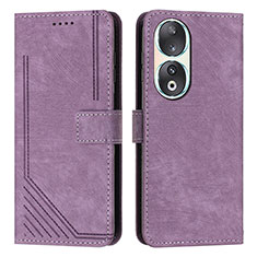 Leather Case Stands Flip Cover Holder Y08X for Huawei Honor 90 5G Purple