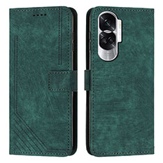Leather Case Stands Flip Cover Holder Y08X for Huawei Honor 90 Lite 5G Green