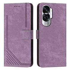 Leather Case Stands Flip Cover Holder Y08X for Huawei Honor 90 Lite 5G Purple