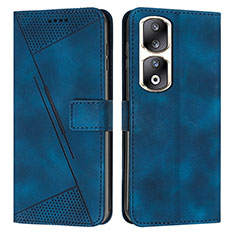 Leather Case Stands Flip Cover Holder Y08X for Huawei Honor 90 Pro 5G Blue