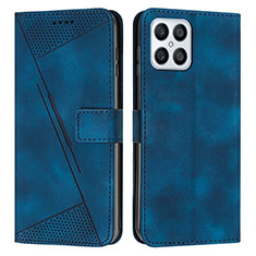 Leather Case Stands Flip Cover Holder Y08X for Huawei Honor X8 4G Blue