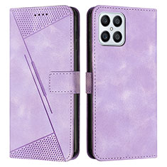 Leather Case Stands Flip Cover Holder Y08X for Huawei Honor X8 4G Purple