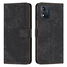 Leather Case Stands Flip Cover Holder Y08X for Motorola Moto E13 Black