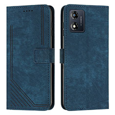 Leather Case Stands Flip Cover Holder Y08X for Motorola Moto E13 Blue