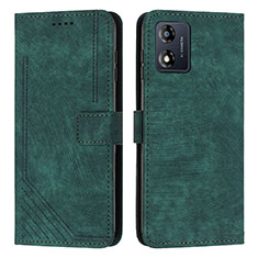 Leather Case Stands Flip Cover Holder Y08X for Motorola Moto E13 Green