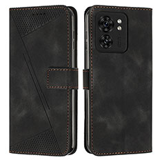 Leather Case Stands Flip Cover Holder Y08X for Motorola Moto Edge (2023) 5G Black