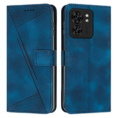 Leather Case Stands Flip Cover Holder Y08X for Motorola Moto Edge (2023) 5G Blue