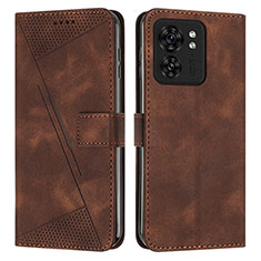 Leather Case Stands Flip Cover Holder Y08X for Motorola Moto Edge 40 5G Brown