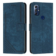 Leather Case Stands Flip Cover Holder Y08X for Motorola Moto G Play Gen 2 Blue