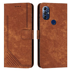 Leather Case Stands Flip Cover Holder Y08X for Motorola Moto G Play Gen 2 Brown