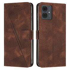 Leather Case Stands Flip Cover Holder Y08X for Motorola Moto G14 Brown