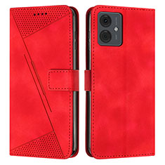 Leather Case Stands Flip Cover Holder Y08X for Motorola Moto G14 Red