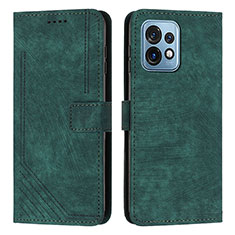 Leather Case Stands Flip Cover Holder Y08X for Motorola Moto X40 5G Green