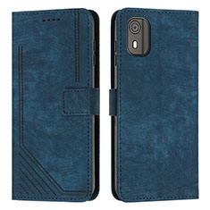 Leather Case Stands Flip Cover Holder Y08X for Nokia C02 Blue