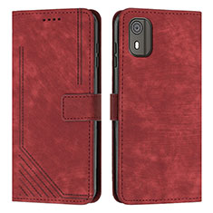 Leather Case Stands Flip Cover Holder Y08X for Nokia C02 Red