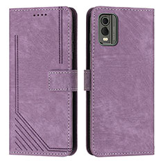 Leather Case Stands Flip Cover Holder Y08X for Nokia C210 Purple