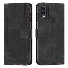 Leather Case Stands Flip Cover Holder Y08X for Nokia C22 Black