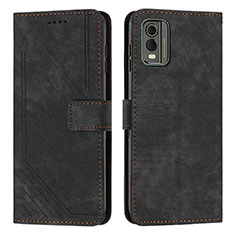 Leather Case Stands Flip Cover Holder Y08X for Nokia C32 Black