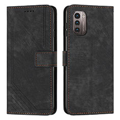 Leather Case Stands Flip Cover Holder Y08X for Nokia G11 Black