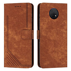 Leather Case Stands Flip Cover Holder Y08X for Nokia G20 Brown