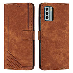 Leather Case Stands Flip Cover Holder Y08X for Nokia G22 Brown