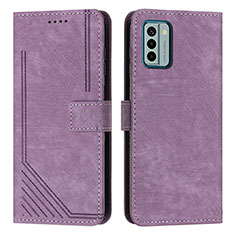 Leather Case Stands Flip Cover Holder Y08X for Nokia G22 Purple