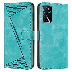 Leather Case Stands Flip Cover Holder Y08X for Oppo A16 Green