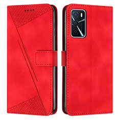 Leather Case Stands Flip Cover Holder Y08X for Oppo A54s Red