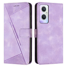 Leather Case Stands Flip Cover Holder Y08X for Oppo A96 5G Purple