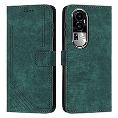 Leather Case Stands Flip Cover Holder Y08X for Oppo Reno10 Pro+ Plus 5G Green